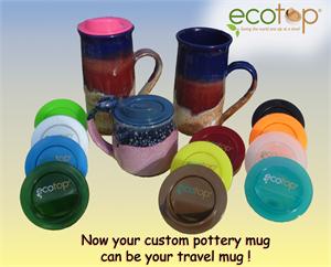 Now your custom pottery mug can be your travel mug!